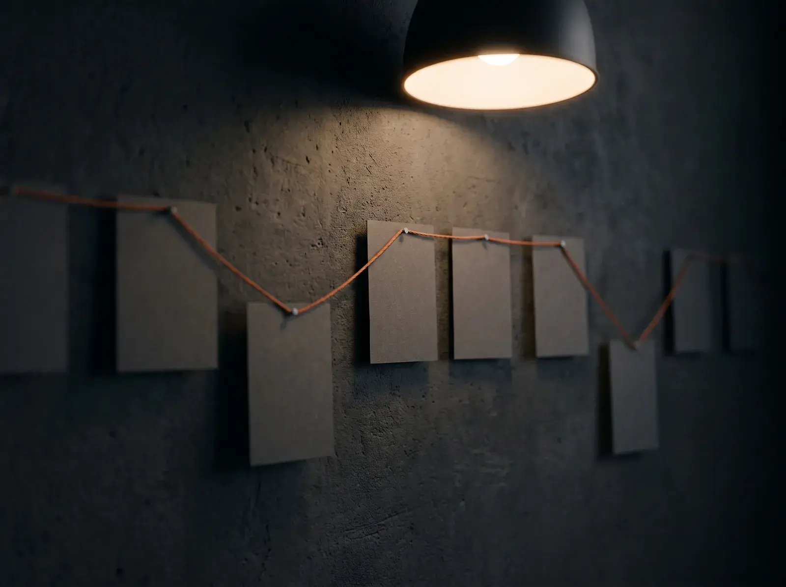 Email sequence planned as connected cards on a wall