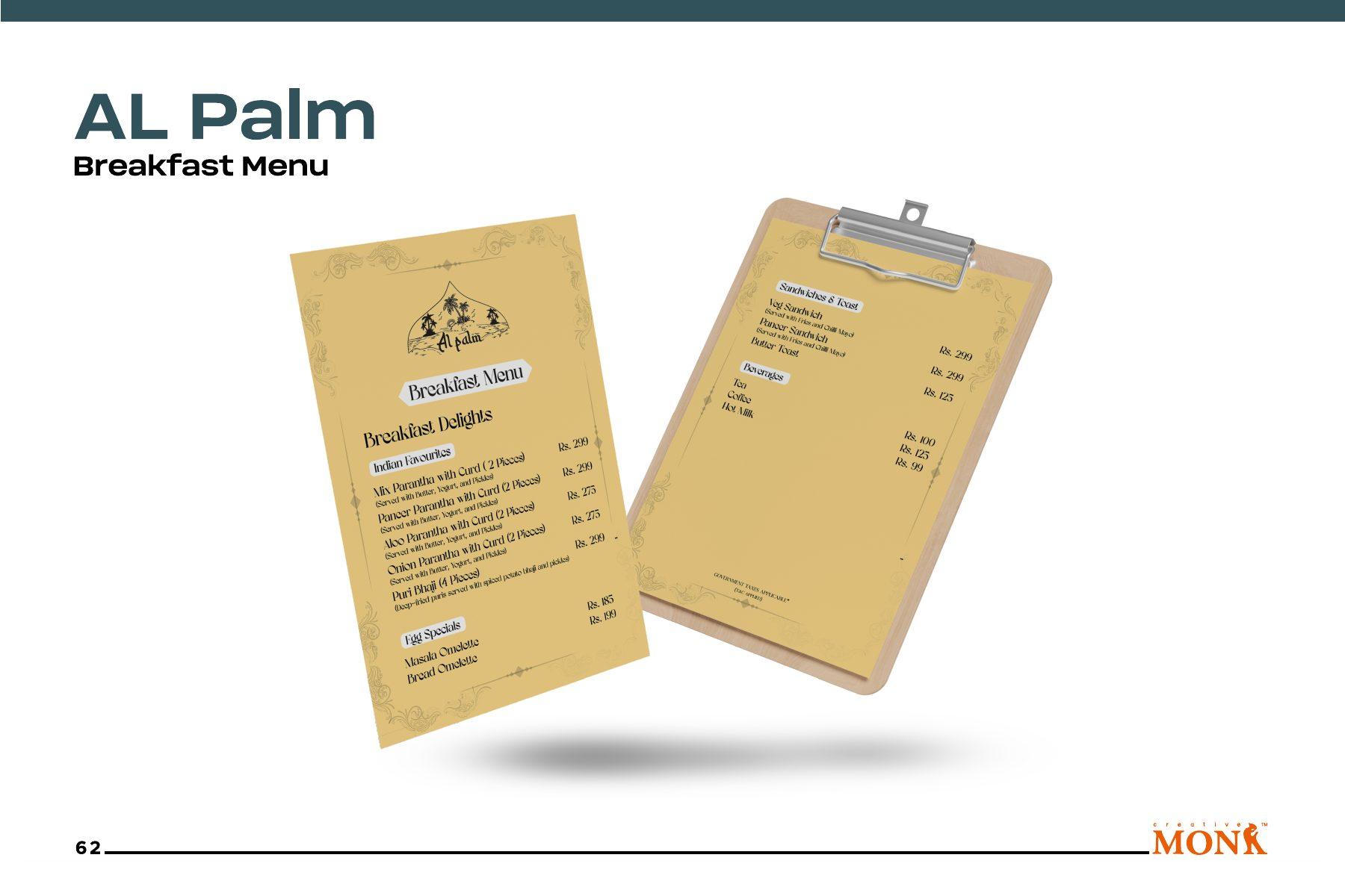Breakfast menu