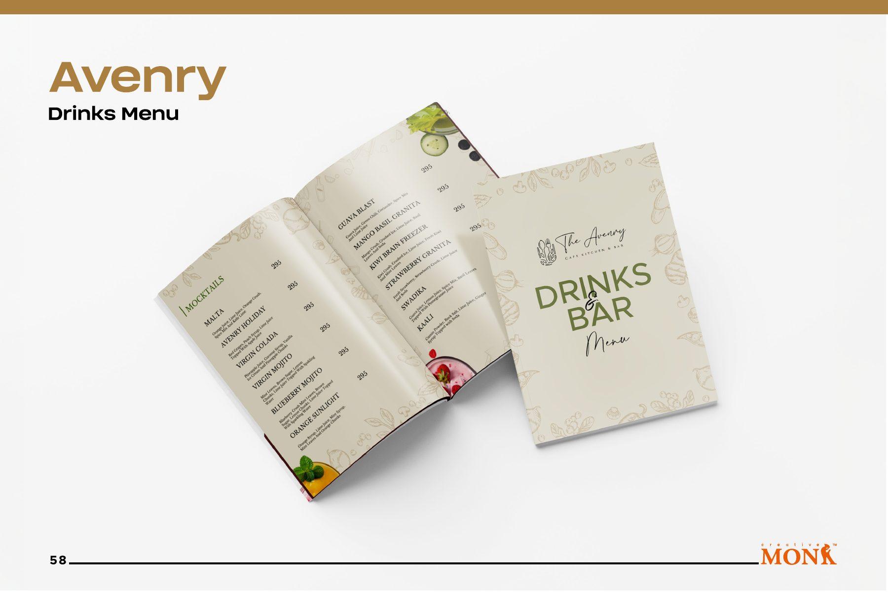 Drinks & bar menu — The Avenry