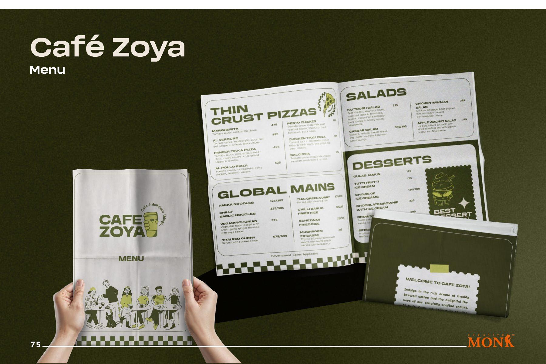 Printed menu & takeaway bag